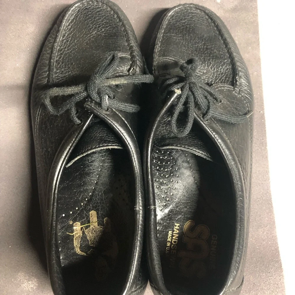 SAS Amigo Men’s Black Leather Slip-On Lace oxfords Loafers Shoes Size 10.5W